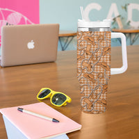 Brown Hawaii Palaka Cowboy Tumbler With Handle Hawaiian Paniolo Festival Spirit