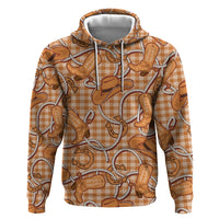 Brown Hawaii Palaka Cowboy Zip Hoodie Hawaiian Paniolo Festival Spirit