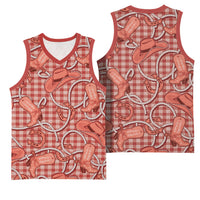 Red Hawaii Palaka Cowboy Basketball Jersey Hawaiian Paniolo Festival Spirit