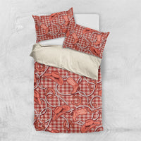 Red Hawaii Palaka Cowboy Bedding Set Hawaiian Paniolo Festival Spirit