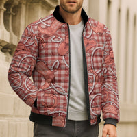 Red Hawaii Palaka Cowboy Bomber Puffer Jacket Hawaiian Paniolo Festival Spirit