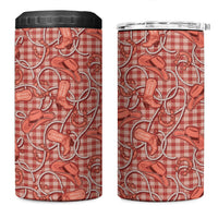 Red Hawaii Palaka Cowboy 4 in 1 Can Cooler Tumbler Hawaiian Paniolo Festival Spirit