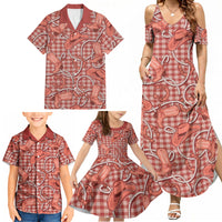 Red Hawaii Palaka Cowboy Family Matching Summer Maxi Dress and Hawaiian Shirt Hawaiian Paniolo Festival Spirit
