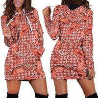 Red Hawaii Palaka Cowboy Hoodie Dress Hawaiian Paniolo Festival Spirit