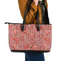 Red Hawaii Palaka Cowboy Leather Tote Bag Hawaiian Paniolo Festival Spirit