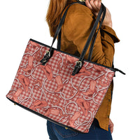 Red Hawaii Palaka Cowboy Leather Tote Bag Hawaiian Paniolo Festival Spirit