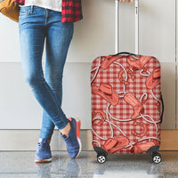 Red Hawaii Palaka Cowboy Luggage Cover Hawaiian Paniolo Festival Spirit