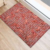 Red Hawaii Palaka Cowboy Rubber Doormat Hawaiian Paniolo Festival Spirit