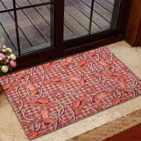 Red Hawaii Palaka Cowboy Rubber Doormat Hawaiian Paniolo Festival Spirit