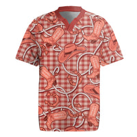 Red Hawaii Palaka Cowboy Rugby Jersey Hawaiian Paniolo Festival Spirit