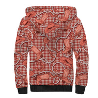 Red Hawaii Palaka Cowboy Sherpa Hoodie Hawaiian Paniolo Festival Spirit