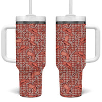 Red Hawaii Palaka Cowboy Tumbler With Handle Hawaiian Paniolo Festival Spirit