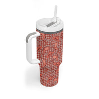 Red Hawaii Palaka Cowboy Tumbler With Handle Hawaiian Paniolo Festival Spirit