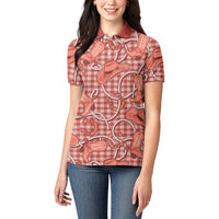 Red Hawaii Palaka Cowboy Women Polo Shirt Hawaiian Paniolo Festival Spirit