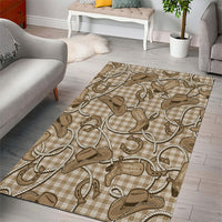 Beige Hawaii Palaka Cowboy Area Rug Hawaiian Paniolo Festival Spirit