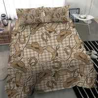Beige Hawaii Palaka Cowboy Bedding Set Hawaiian Paniolo Festival Spirit