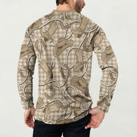 Beige Hawaii Palaka Cowboy Button Sweatshirt Hawaiian Paniolo Festival Spirit