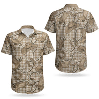 Beige Hawaii Palaka Cowboy Couples Matching Off Shoulder Maxi Dress and Hawaiian Shirt Hawaiian Paniolo Festival Spirit