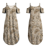Beige Hawaii Palaka Cowboy Couples Matching Summer Maxi Dress and Hawaiian Shirt Hawaiian Paniolo Festival Spirit
