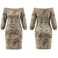 Beige Hawaii Palaka Cowboy Family Matching Off The Shoulder Long Sleeve Dress and Hawaiian Shirt Hawaiian Paniolo Festival Spirit