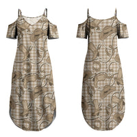 Beige Hawaii Palaka Cowboy Family Matching Summer Maxi Dress and Hawaiian Shirt Hawaiian Paniolo Festival Spirit