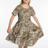 Beige Hawaii Palaka Cowboy Kid Short Sleeve Dress Hawaiian Paniolo Festival Spirit