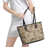 Beige Hawaii Palaka Cowboy Leather Tote Bag Hawaiian Paniolo Festival Spirit