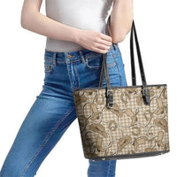 Beige Hawaii Palaka Cowboy Leather Tote Bag Hawaiian Paniolo Festival Spirit