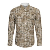 Beige Hawaii Palaka Cowboy Long Sleeve Button Shirt Hawaiian Paniolo Festival Spirit