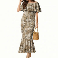 Beige Hawaii Palaka Cowboy Mermaid Dress Hawaiian Paniolo Festival Spirit