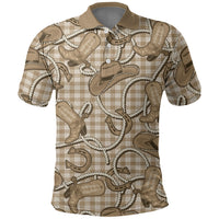 Beige Hawaii Palaka Cowboy Polo Shirt Hawaiian Paniolo Festival Spirit