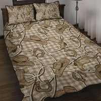 Beige Hawaii Palaka Cowboy Quilt Bed Set Hawaiian Paniolo Festival Spirit