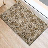 Beige Hawaii Palaka Cowboy Rubber Doormat Hawaiian Paniolo Festival Spirit