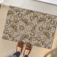 Beige Hawaii Palaka Cowboy Rubber Doormat Hawaiian Paniolo Festival Spirit