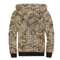 Beige Hawaii Palaka Cowboy Sherpa Hoodie Hawaiian Paniolo Festival Spirit