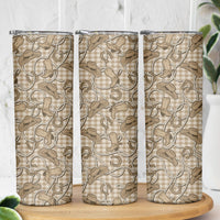 Beige Hawaii Palaka Cowboy Skinny Tumbler Hawaiian Paniolo Festival Spirit
