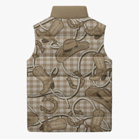 Beige Hawaii Palaka Cowboy Sleeveless Puffer Jacket Hawaiian Paniolo Festival Spirit