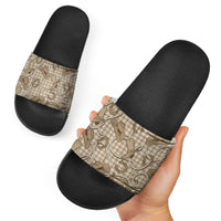 Beige Hawaii Palaka Cowboy Slide Sandals Hawaiian Paniolo Festival Spirit