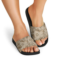 Beige Hawaii Palaka Cowboy Slide Sandals Hawaiian Paniolo Festival Spirit
