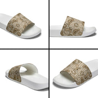 Beige Hawaii Palaka Cowboy Slide Sandals Hawaiian Paniolo Festival Spirit