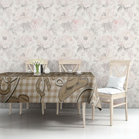 Beige Hawaii Palaka Cowboy Tablecloth Hawaiian Paniolo Festival Spirit