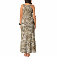 Beige Hawaii Palaka Cowboy Tank Maxi Dress Hawaiian Paniolo Festival Spirit