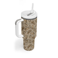 Beige Hawaii Palaka Cowboy Tumbler With Handle Hawaiian Paniolo Festival Spirit