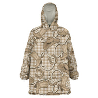 Beige Hawaii Palaka Cowboy Wearable Blanket Hoodie Hawaiian Paniolo Festival Spirit