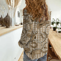 Beige Hawaii Palaka Cowboy Women Casual Shirt Hawaiian Paniolo Festival Spirit
