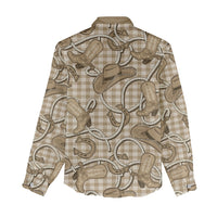 Beige Hawaii Palaka Cowboy Women Casual Shirt Hawaiian Paniolo Festival Spirit
