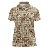 Beige Hawaii Palaka Cowboy Women Polo Shirt Hawaiian Paniolo Festival Spirit