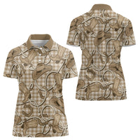 Beige Hawaii Palaka Cowboy Women Polo Shirt Hawaiian Paniolo Festival Spirit