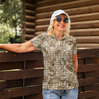Beige Hawaii Palaka Cowboy Women Polo Shirt Hawaiian Paniolo Festival Spirit