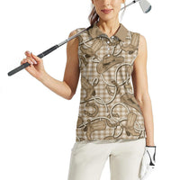 Beige Hawaii Palaka Cowboy Women Sleeveless Polo Shirt Hawaiian Paniolo Festival Spirit